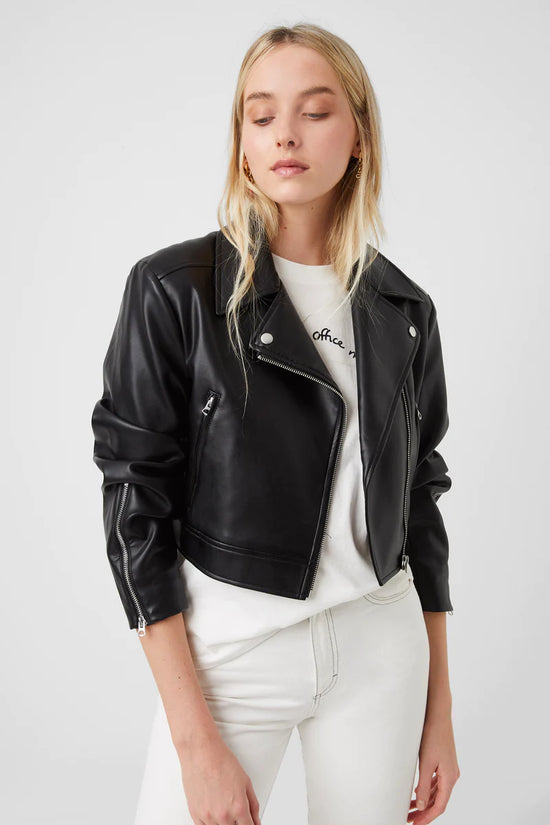 Load image into Gallery viewer, ENGLISH FACTORY LEATHER BIKER JACKET IN BLACK
