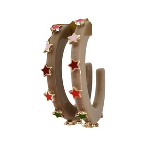 SMITH AND CO. STARLIGHT JEWEL HOOP IN KHAKI MULTICOLOR