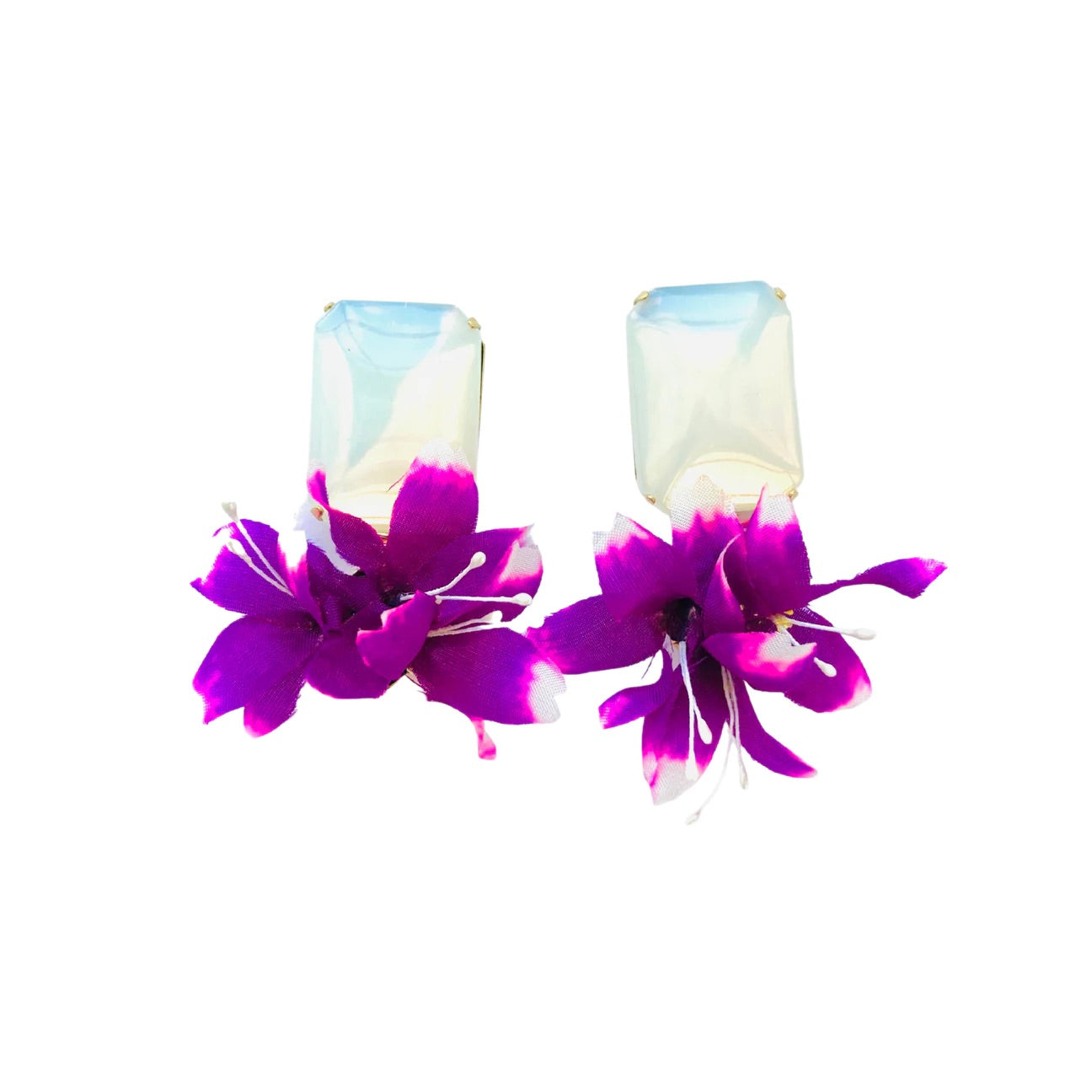 THE PINK REEF PEARL AND FUSHCIA FLORAL EARRINGS
